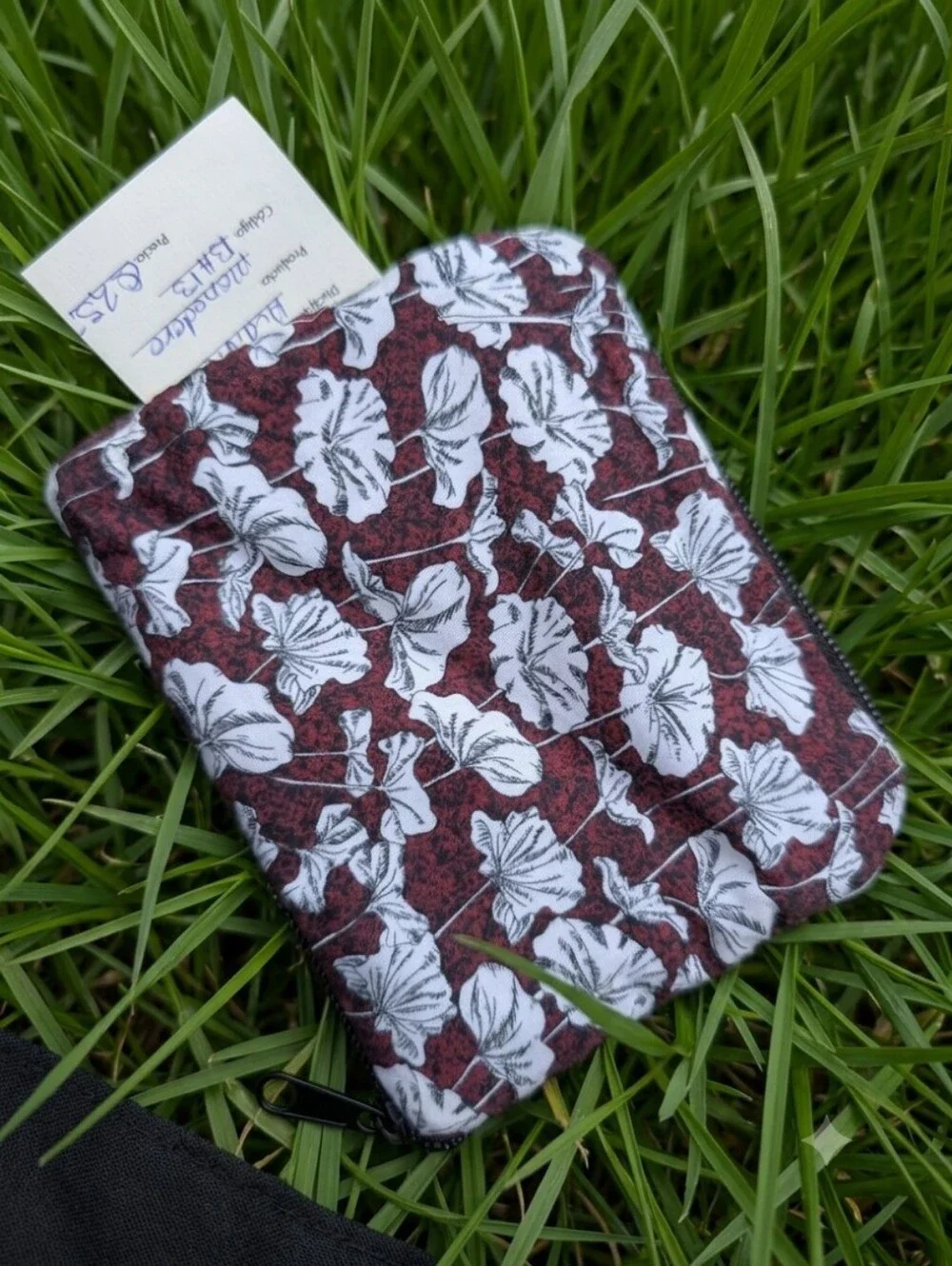 Alma De Colores Geranium Leaves Botanical Cranberry Red Zip Coin Pouch Wallet